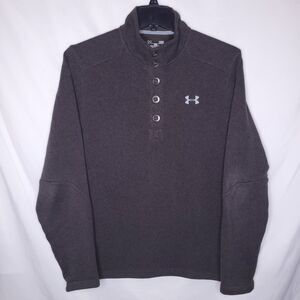 Under Armour Sweater Mens Large Brown Fleece Henley Specialist Storm ColdGear